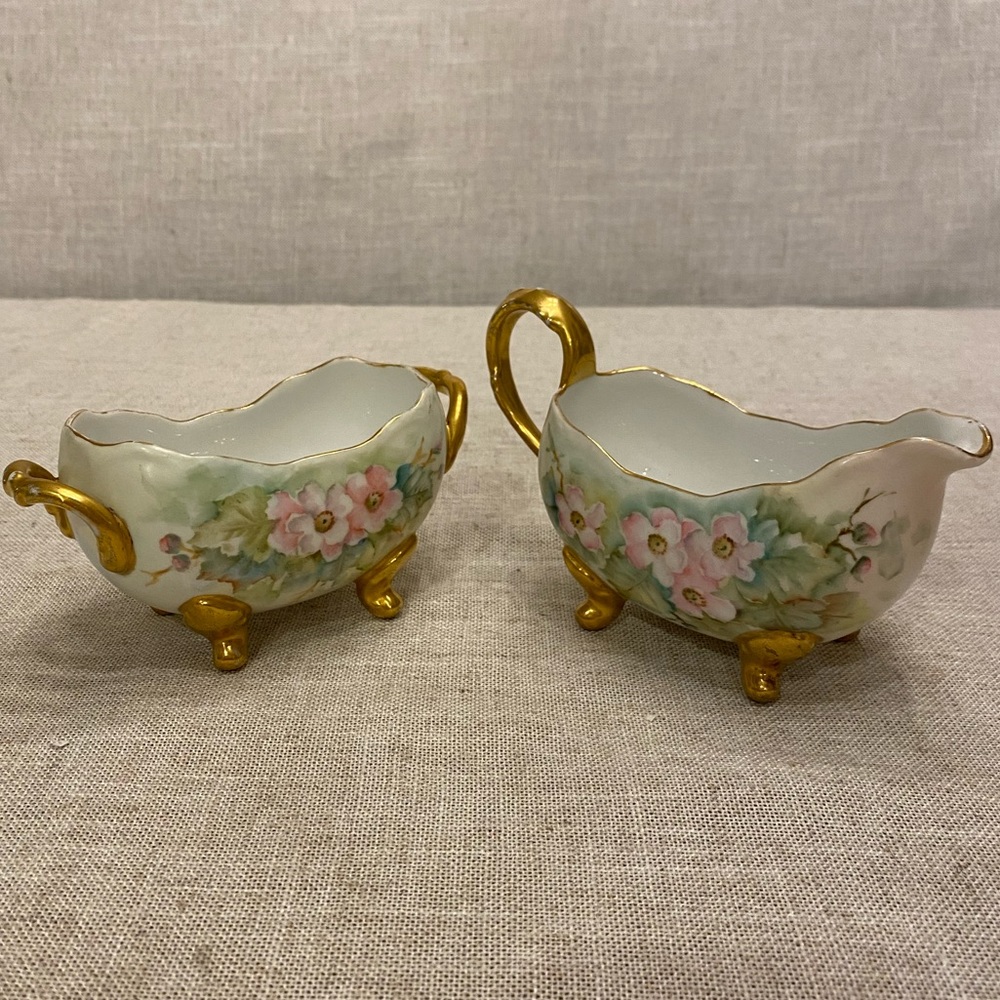 Vintage Bavarian creamer and sugar bowl.